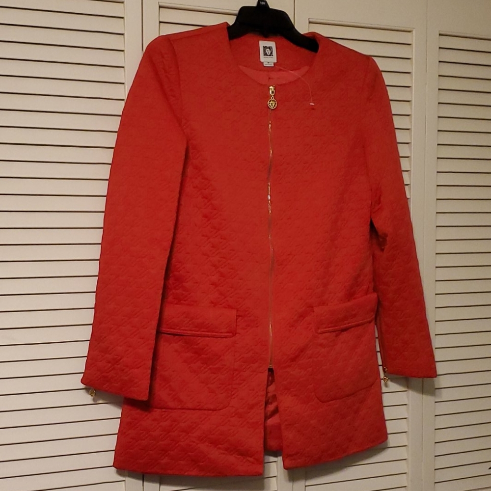 Anne Klien Red Quilt Zip Jacket